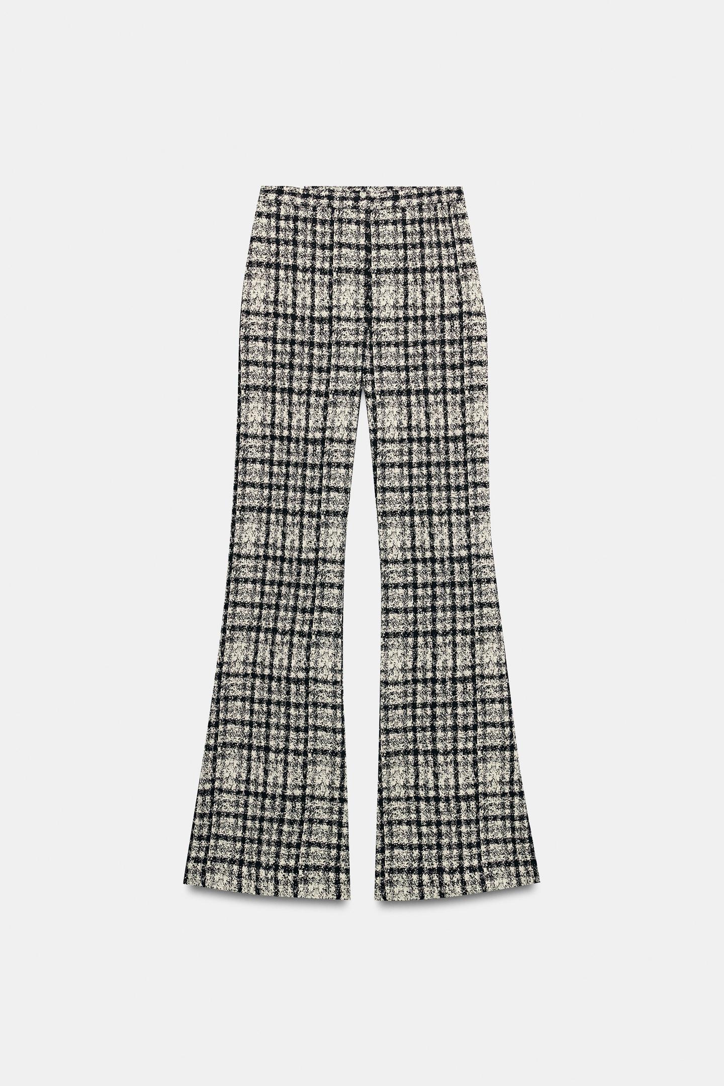 Женские брюки Zara Plaid Flare, цвет: Экрю / Чёрный — фото 7