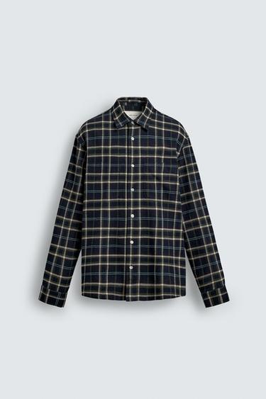 CHECK FLANNEL SHIRT - Dark navy by Zara