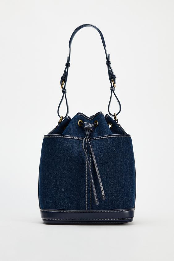 GATHERED MAXI BUCKET BAG Azul Vaquero ZARA Mexico