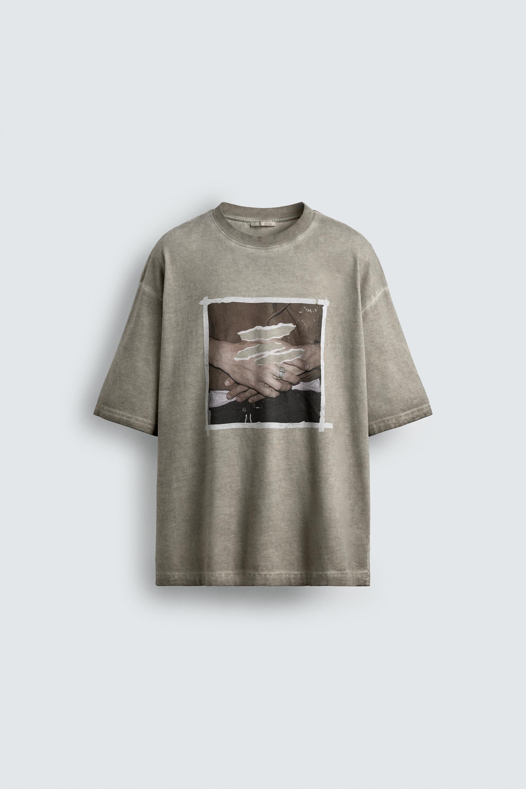 ★ZARA★ CONTRAST PRINT KNIT T-SHIRT CONTRAST PRINT KNIT T-SHIRT - Ecru | ZARA United Kingdom