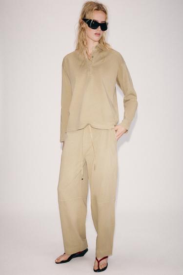 OVERSHIRT COTTON POLO SHIRT - camel by Zara