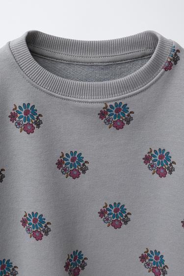 PRINTED SWEATSHIRT AND RIBBED LEGGINGS SET - Blue grey by Zara - Image 2