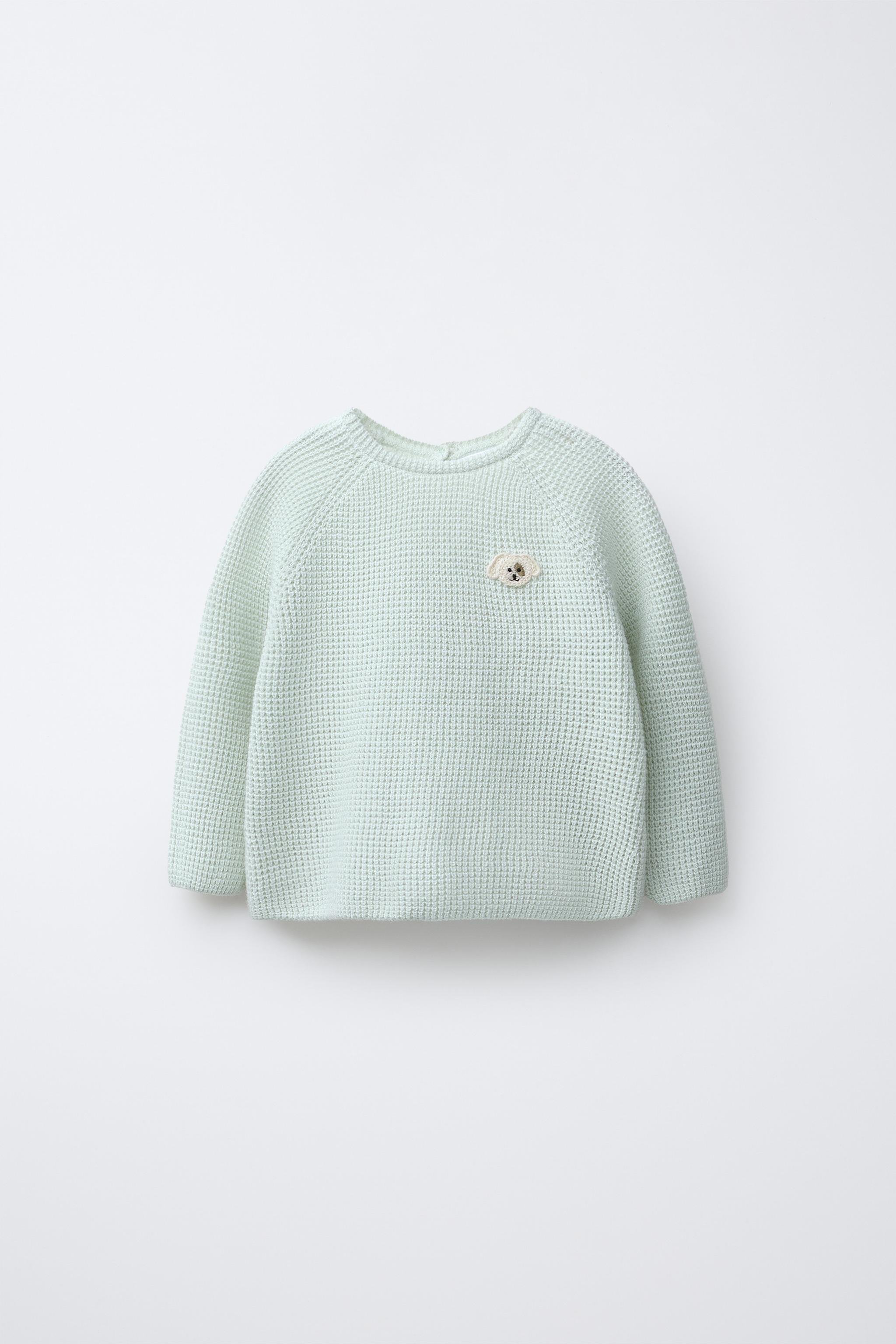 PULL EN MAILLE PERLÉE AVEC CHIEN BRODÉ
