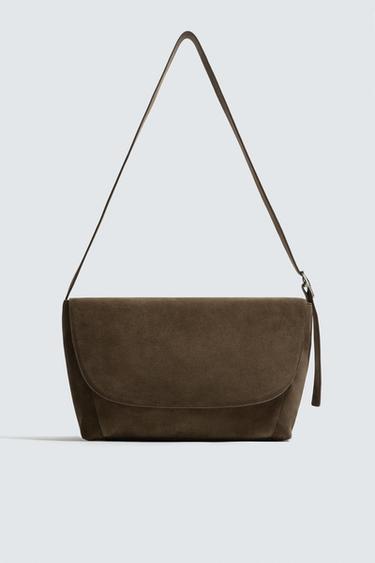 Zara LIMITED EDITION LEATHER CROSSBODY BAG - Brown
