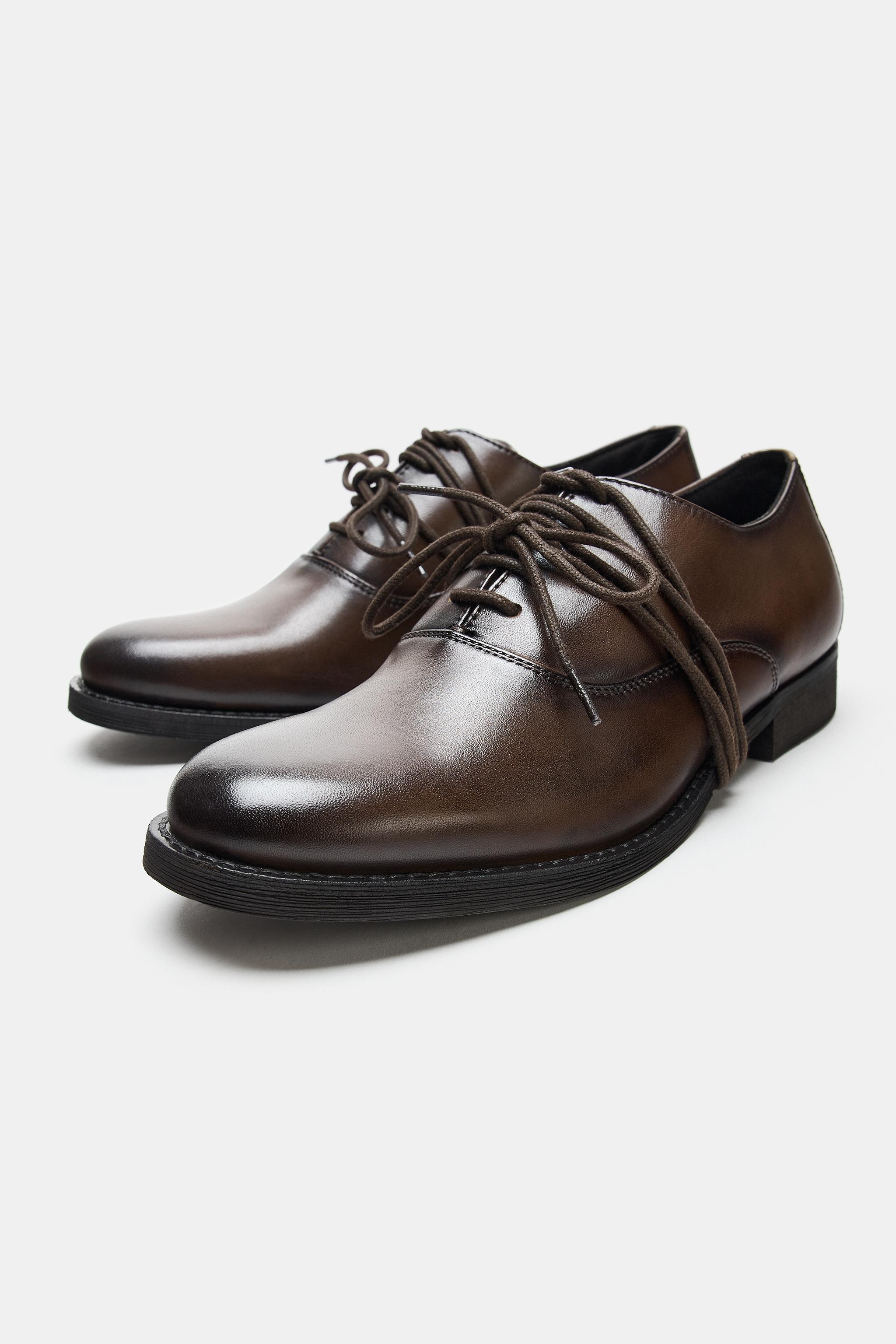 LEATHER LACE-UP BLUCHER SHOES