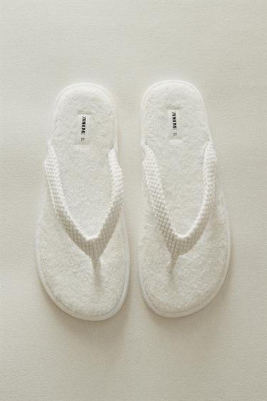 Zara TERRYCLOTH POOL SANDALS - White