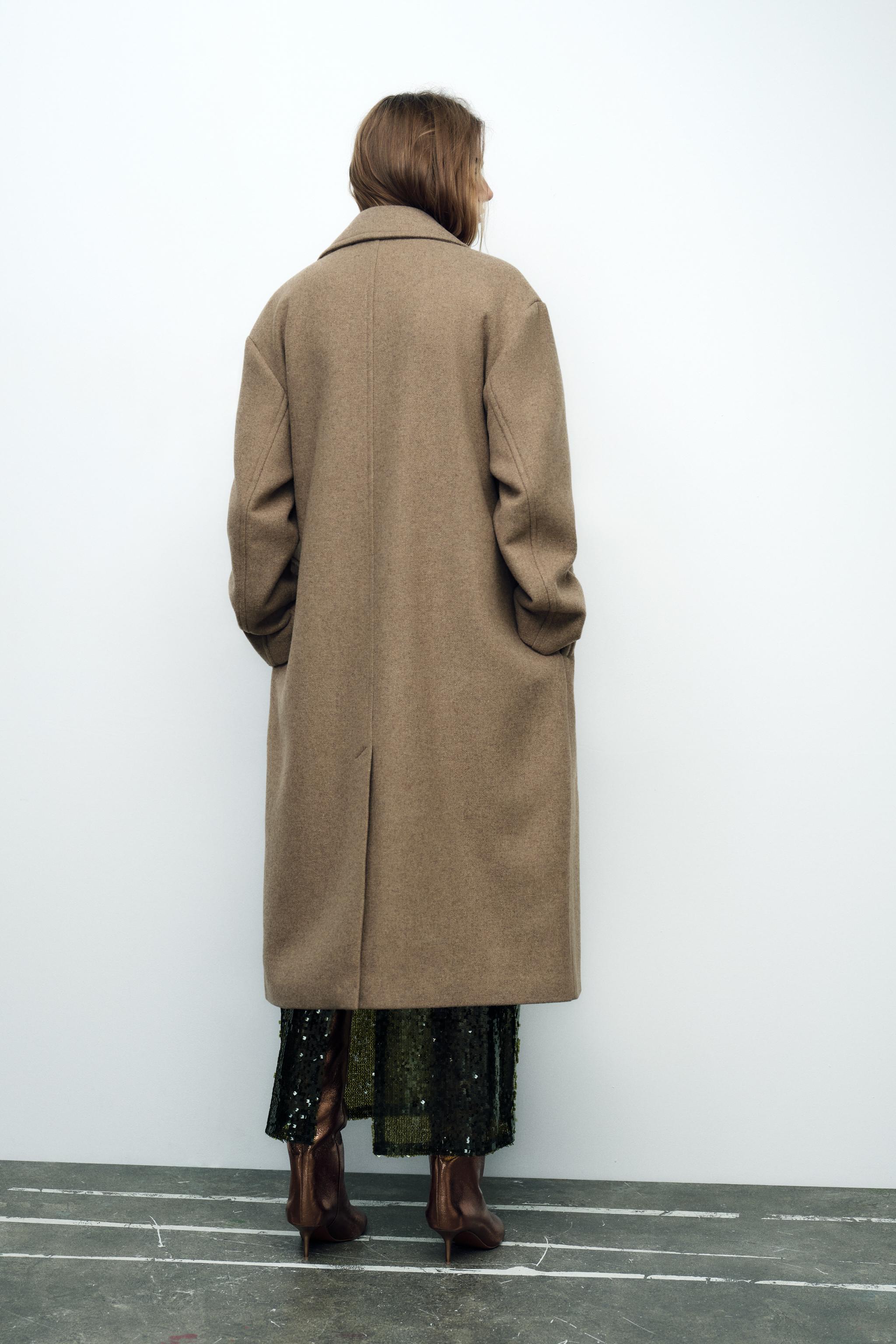 OVERSIZED COAT WITH WOOL Black ZARA United Kingdom