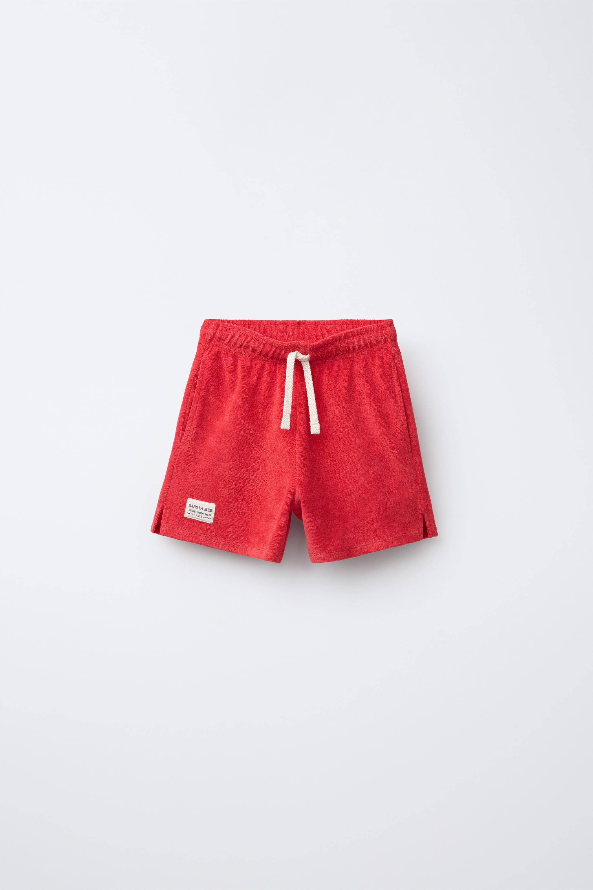 タオル地風バミューダパンツ - レッド | ZARA Japan / 日本