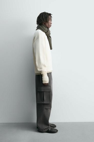 PANTALON CARGO EFFET NÉOPRÈNE À PLIS - Bleu / Gris de Zara - Image 3