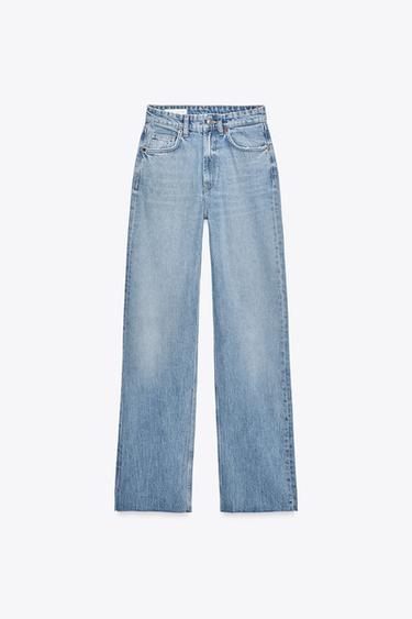 JEANS TRF WIDE LEG بخصر عال - نيلي by Zara