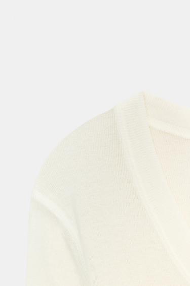 T-SHIRT À MANCHES LONGUES - Blanc cassé de Zara - Image 5
