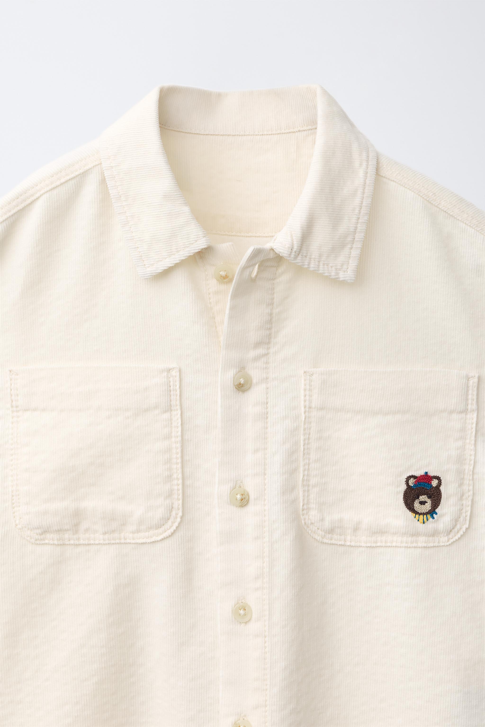 CORDUROY BEAR EMBROIDERY SHIRT