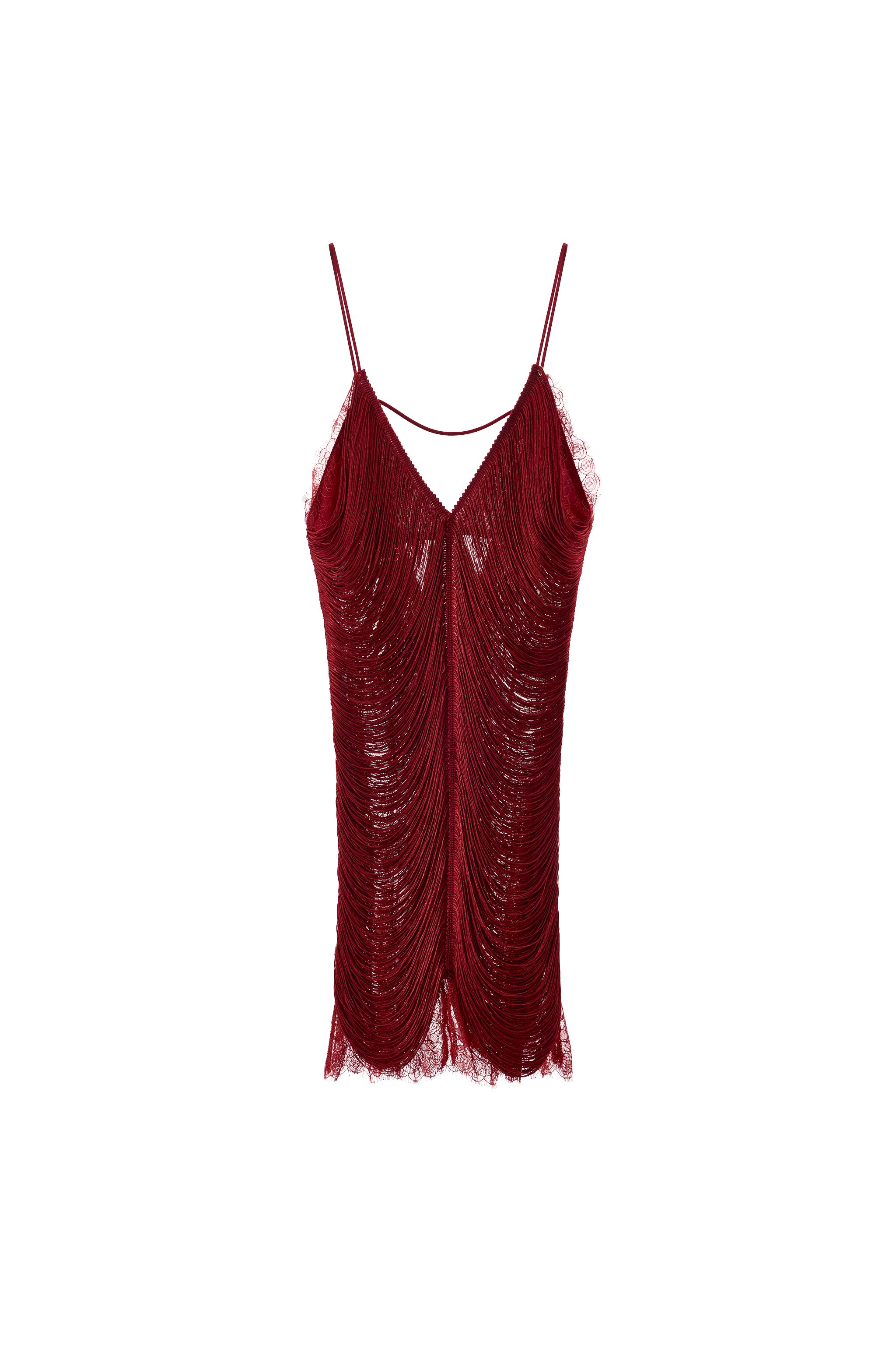 SHORT LACE DRESS WITH FRINGING