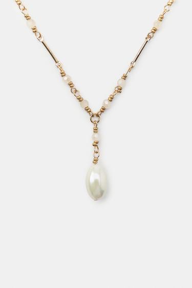 COLLIER CASCADE COMBINÉ PERLES - Doré de Zara - Image 2