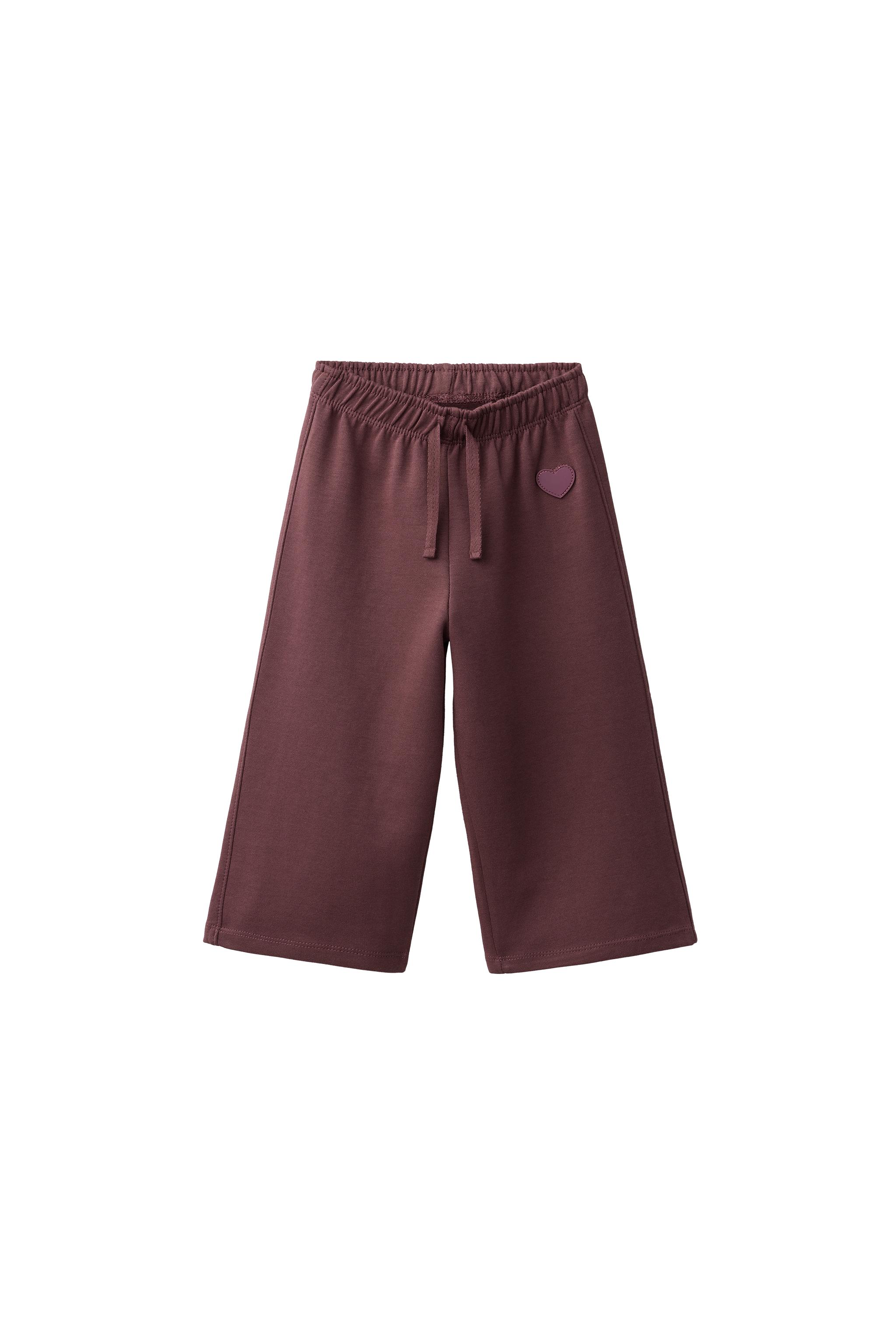 HEART INTERLOCK WIDE LEG PLUSH PANTS - Chocolate | ZARA United States