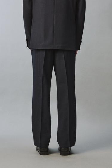 100% WOOL RELAXED FIT PLEATED TROUSERS - Navy blue by Zara - Image 2