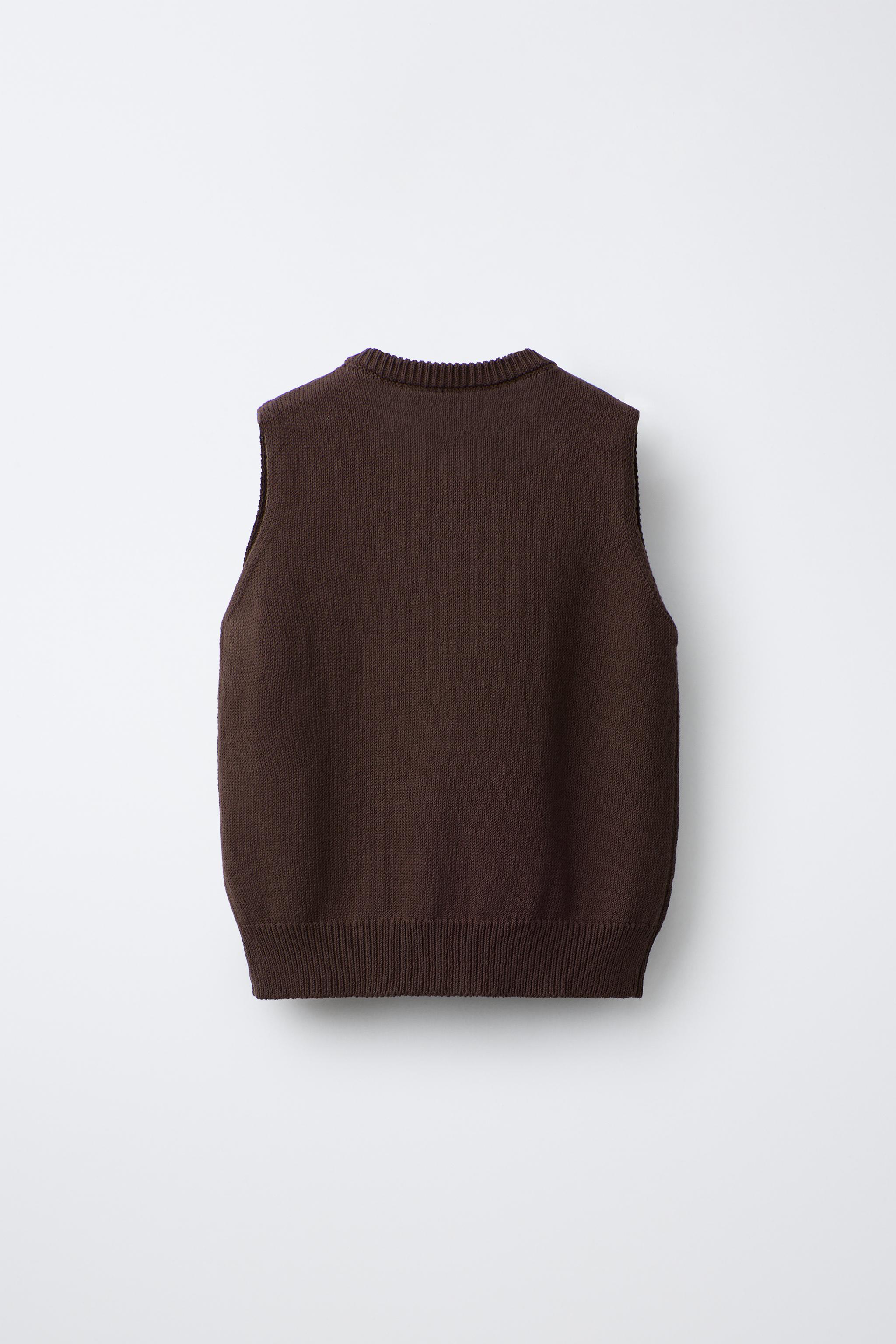 ボタン留めニットベスト - ブラウン | ZARA Japan / 日本