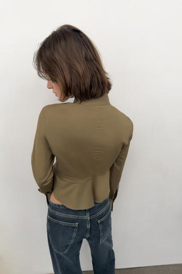CHEMISE EN POPELINE À BOUTONS - Kaki foncé de Zara - Image 4