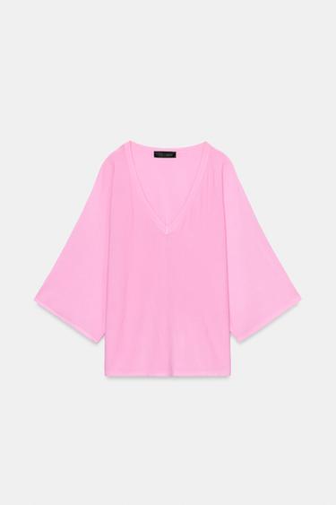 V-KAULA-AUKKOINEN NEULEPUSERO - Pink Zaralta