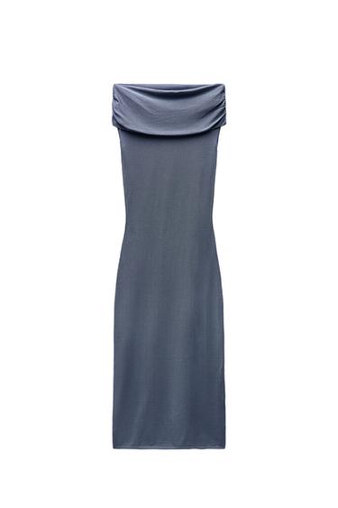 PLAIN KNIT OFF-THE-SHOULDER DRESS