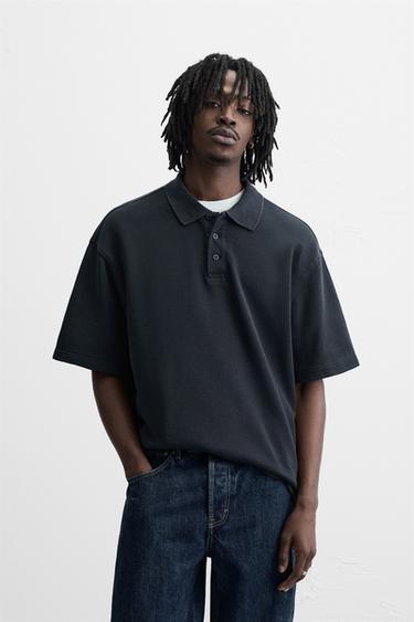 POLO RELAXED FIT - Gris antracita de Zara