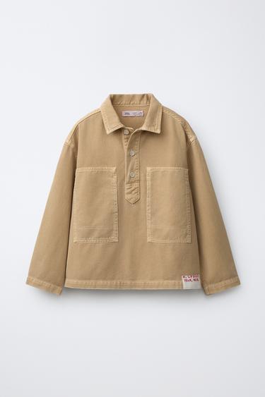 SOBRECAMISA BOTONES - tostado de Zara