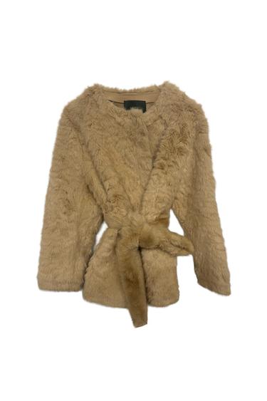 FAUX FUR BELTED COAT  ZW COLLECTION