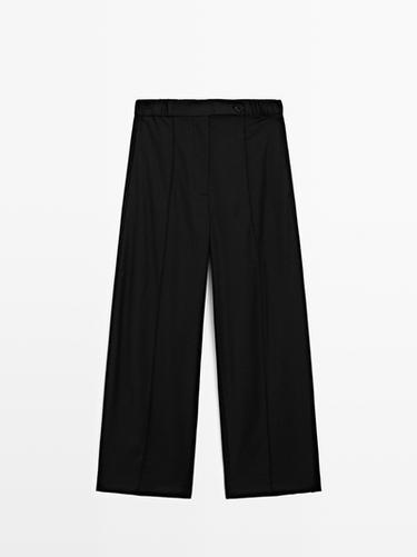 Pantalón barrel fit cintura goma - Negro de Zara