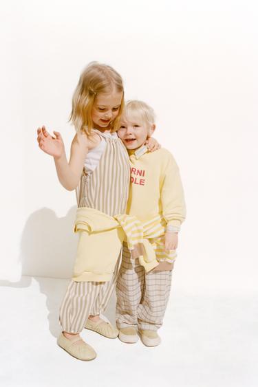 ZARA TIMELESS - PANTALON BAGGY EN SERGÉ À CARREAUX - Écru / Bleu de Zara