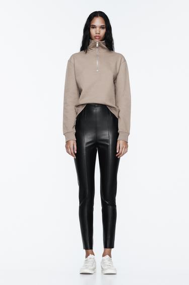ЛЕГИНСЫ С ВЫСОКОЙ ПОСАДКОЙ ИЗ ИСКУССТВЕННОЙ КОЖИ — ЧЕРНЫЙ от Zara — изображение 0