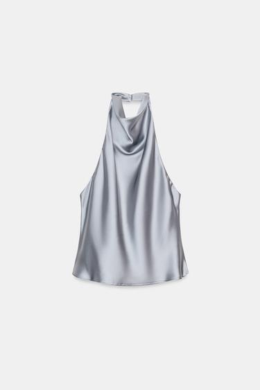 TOP HALTER SATINADO - Acero de Zara - Imagen 0