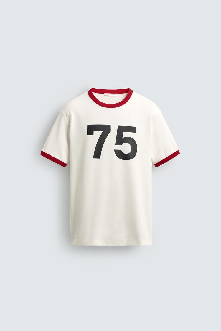 ZARA CONTRAST RIB NUMBER T-SHIRT