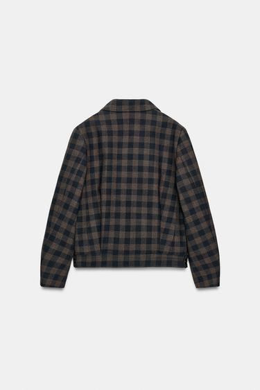 ZW COLLECTION CHECKED DOUBLE-BREASTED JACKET - Navy blue by Zara - Image 5