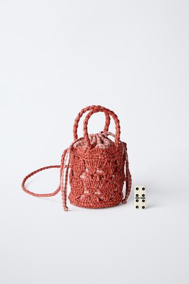 RAFFIA HEART BUCKET BAG - Red by Zara