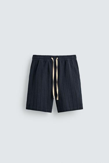 BERMUDA JACQUARD GÉOMÉTRIQUE - Bleu marine de Zara