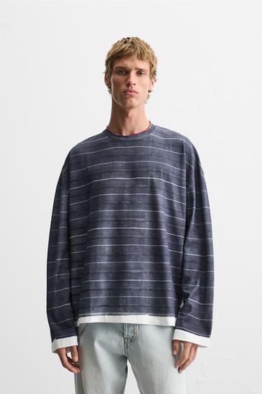 STRIPE PRINT T-SHIRT - Blue by Zara