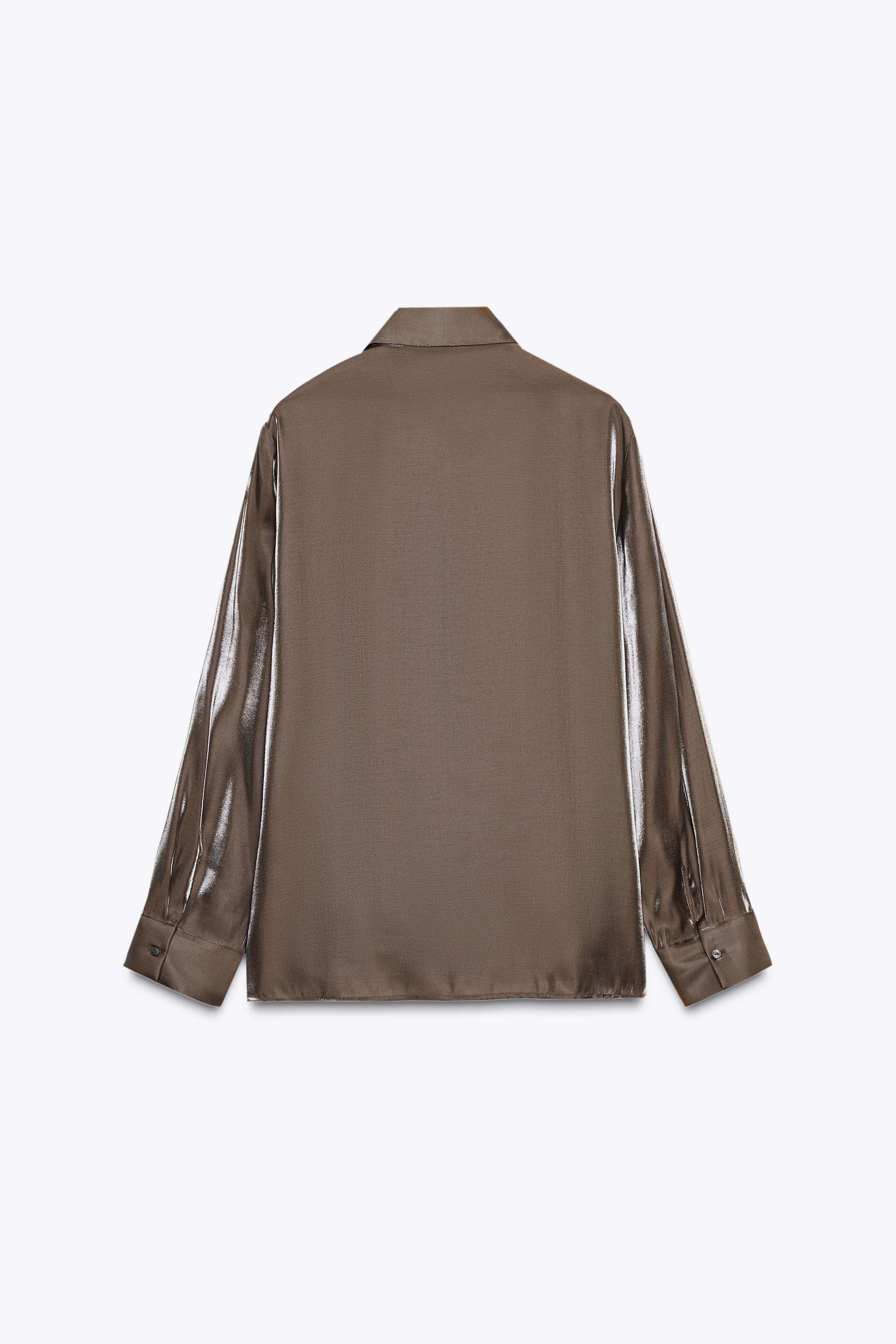IRIDESCENT FLOWY SHIRT - Brown | ZARA United States