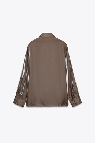 CHEMISE FLUIDE IRISÉE - Marron de Zara - Image 5