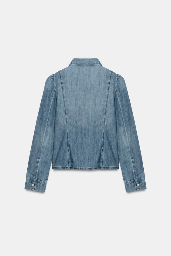 CHEMISE EN JEAN TRF FRONCES ÉPAULES - Bleu de Zara - Image 7