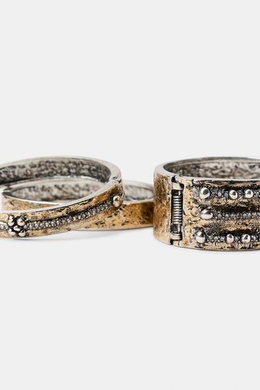 LOT DE 3 BRACELETS GRAVÉS AVEC BRILLANTS - Gris anthracite de Zara - Image 3