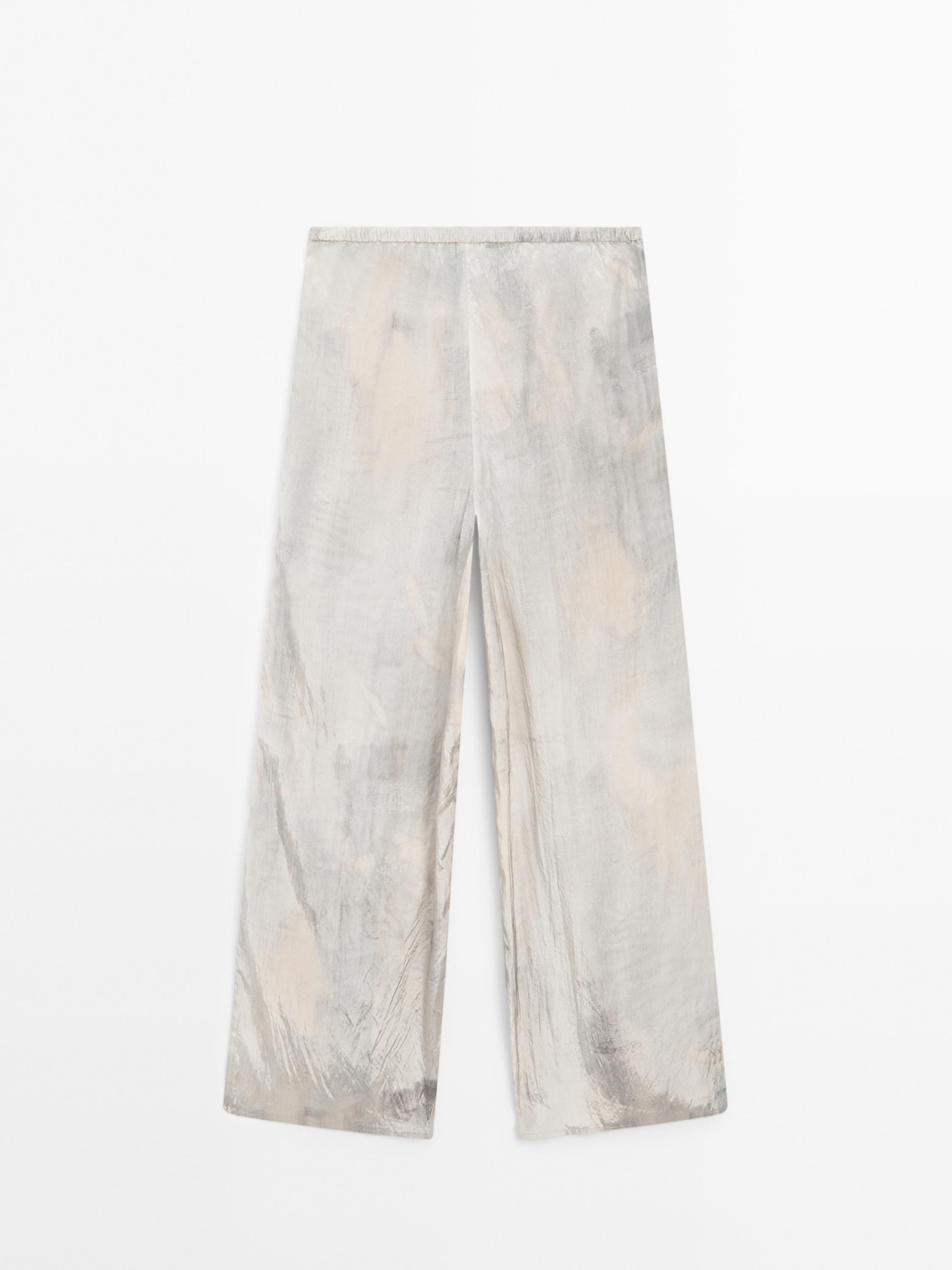 Pantalon droit fluide imprimé