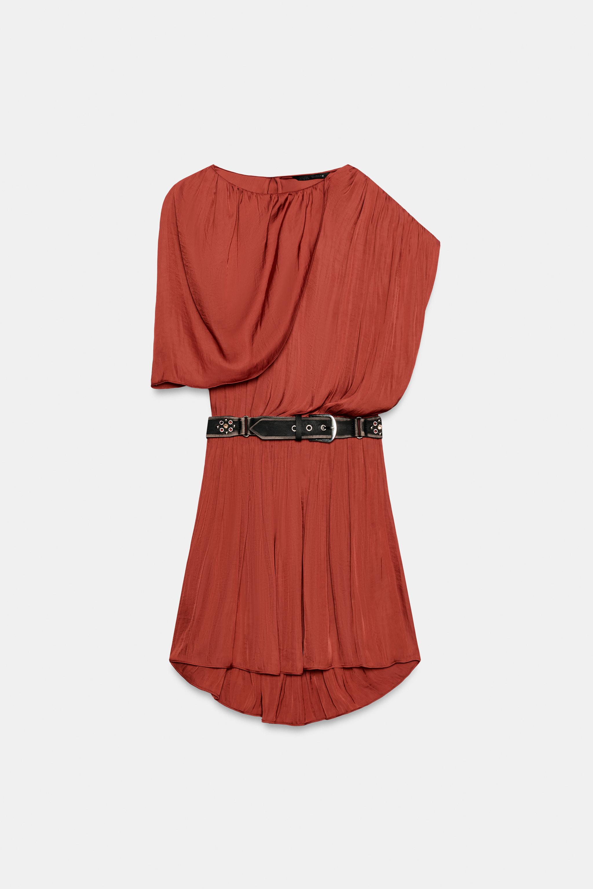 ASYMMETRIC BELTED SHORT DRESS