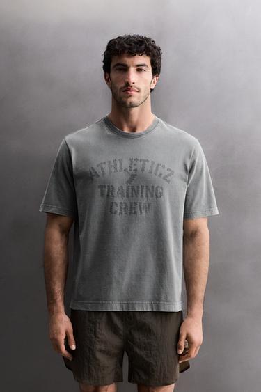 Zara COTTON TRAINING T-SHIRT - Anthracite grey