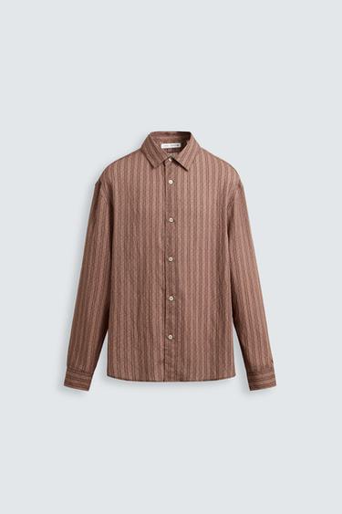 CAMISA FLUIDA RAYAS - Rosado oscuro de Zara