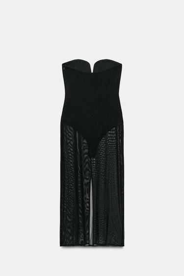 TULLE BODYCON DRESS - Black by Zara - Image 5
