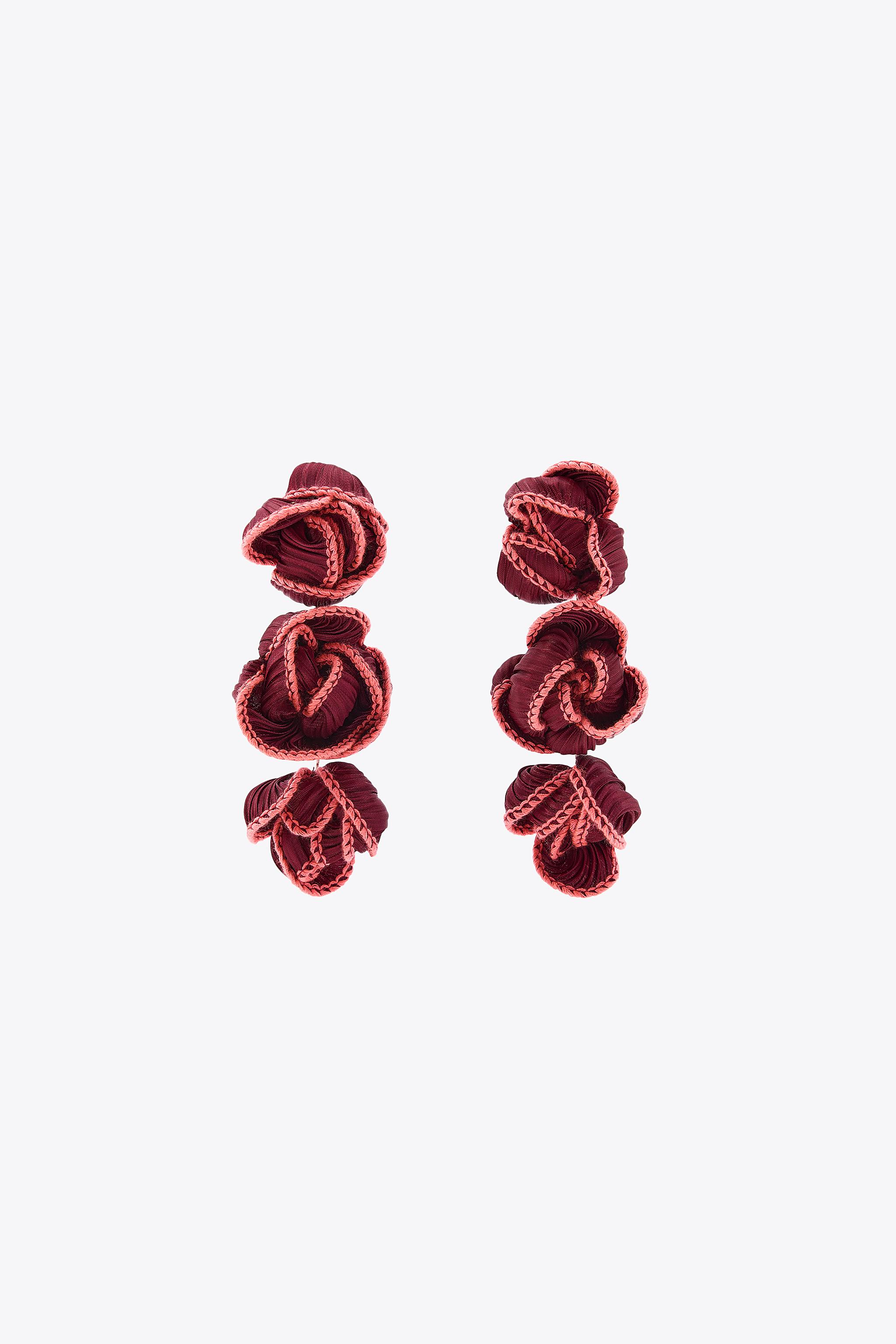 CONTRAST FLORAL FABRIC EARRINGS