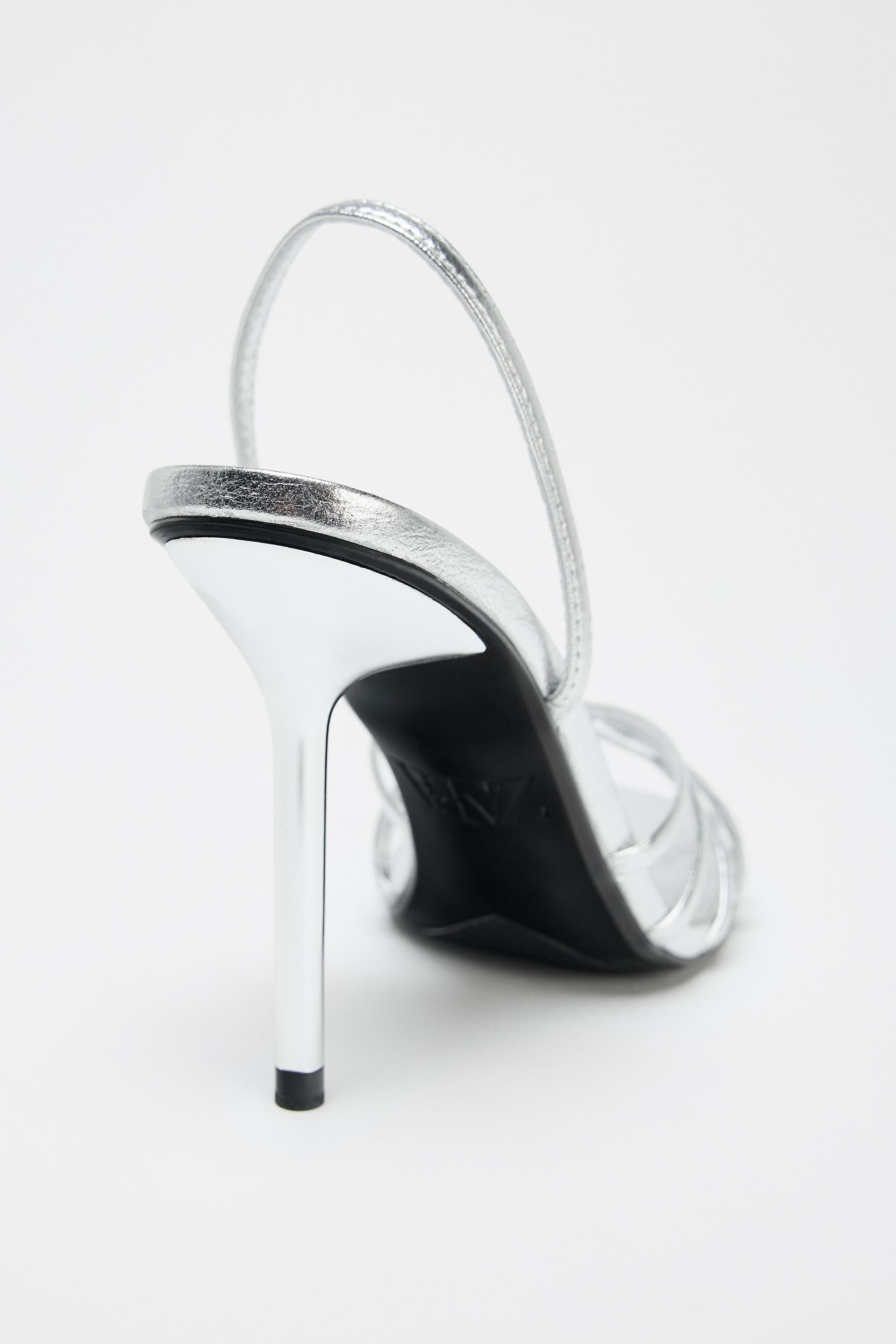 SANDALES À TALONS EFFET MÉTALLISÉ