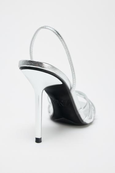 METALLIC-EFFECT HIGH-HEEL SANDALS - Silver by Zara - Image 6