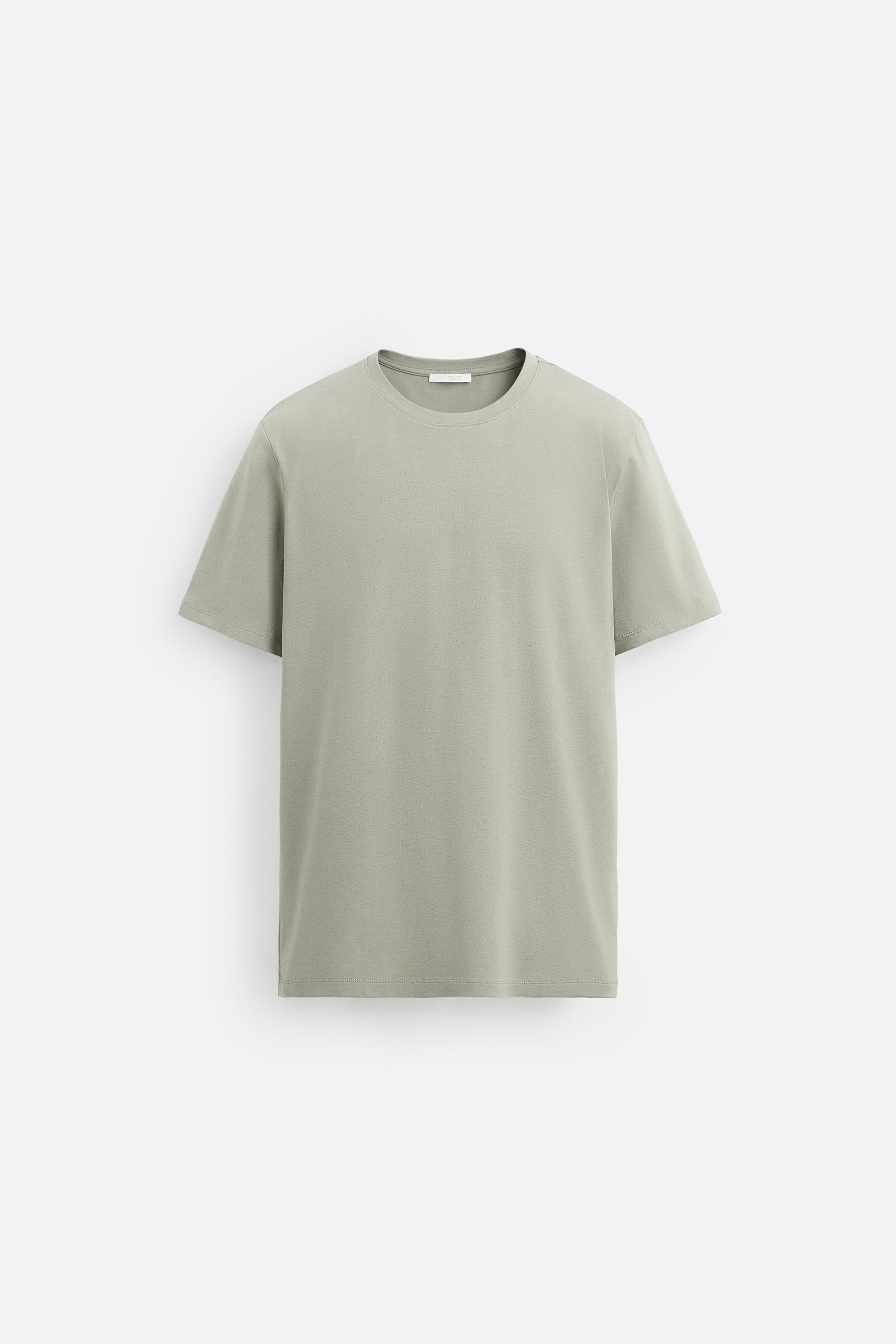 Camiseta Ajustada Hombre Camiseta ZARA Basic Slim Fit Para Hombre