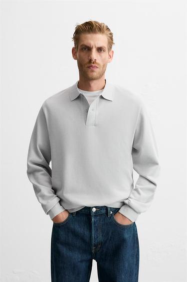 POLO ESTRUCTURA PIQUÉ - Celeste claro de Zara